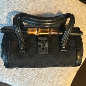 !!SOLD!! Gucci Black Satchel with Bamboo Accent VINTAGE-RARE